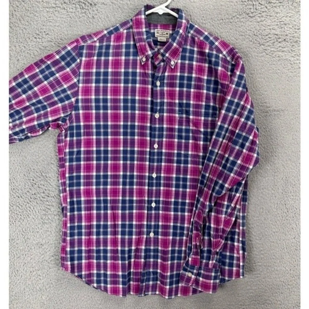 J Crew Shirt Adult Medium Purple Blue Plaid Woven Button Down Long Sleeve Mens